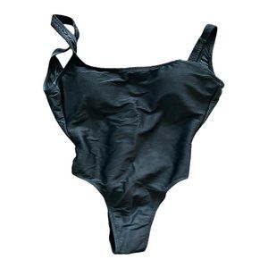 J.Crew $80 Black Ribbed Squareneck One Piece Swimsuit Size 4 BE809